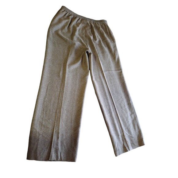 Diane Von Furstenberg Silk Pants L Brown Elastic Waist Wide Leg Corpcore Office - Picture 2 of 7